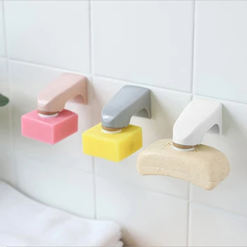 

Household Magnetic Soap Holder Powerful Suction Cup Wall-mounted Soap Box Kitchen Bathroom Soap Hanger Dishes