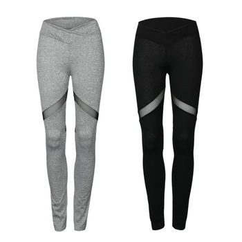 

Fashion women's stitching peach heart-shaped mesh sports pants leggings