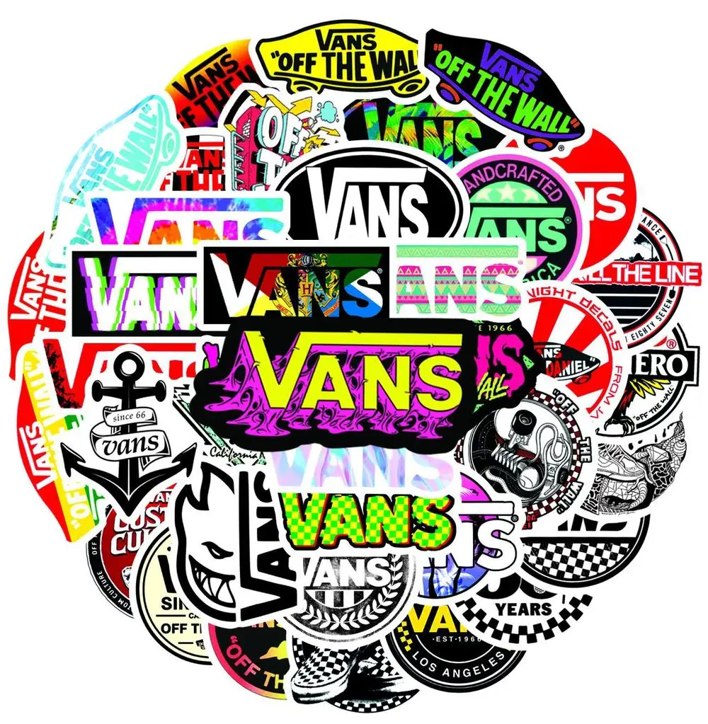 50/52/100 Uds Vans pegatinas para álbumes de recortes portátil guitarra Skateboard calcomanía de maleta Animal pegatina de cachorro