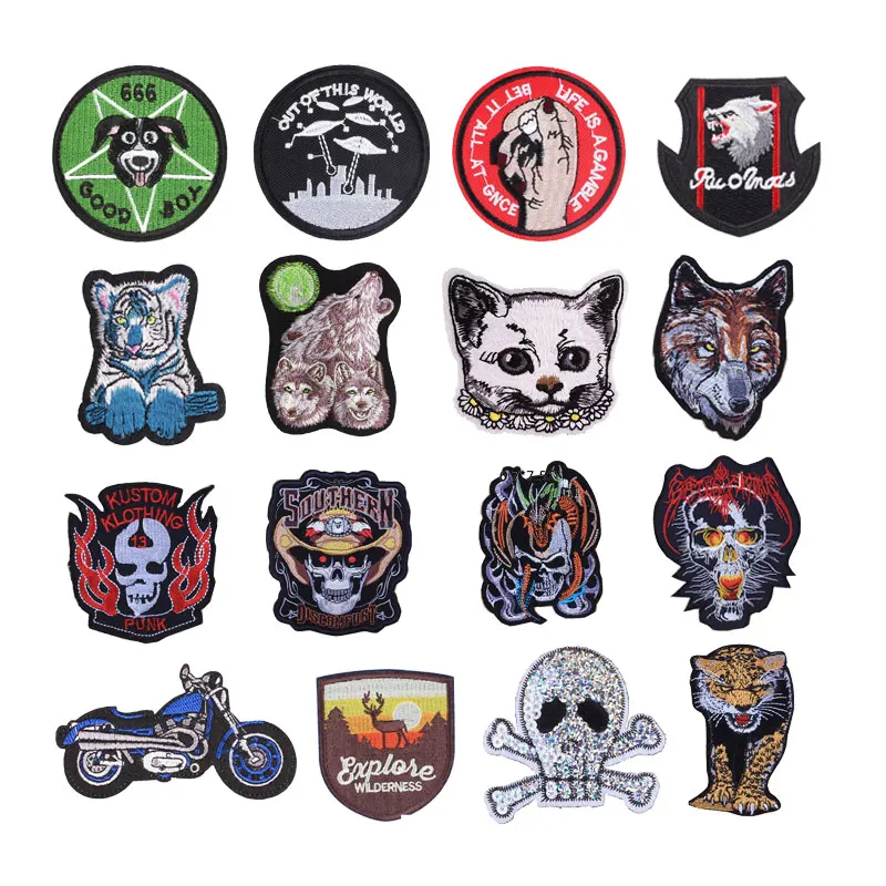 

Beast Embroidered Iron On Patches Creative Badges Motorcycle Parches For Clothing Backpack DIY Stripes Clothes Stickers F