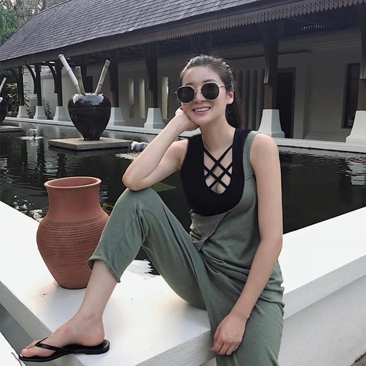 

Yoga Clothes Tops Women's Korean-style Bandage Cloth Cross Belt Chest Pad Sports Vest Casual Running Fitness Suit 2018 New Style