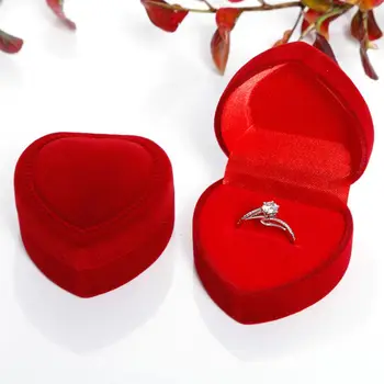 

Luxury Velvet Heart Shaped Ring Storage Box Engagement Ring Display Box