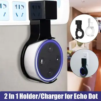 

Universal Plastic Speaker Stand with Power Plug Plug-in Outlet Charging Wall Mount Holder Brackets with USB Cable for Echo Dot