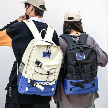 

High-value Schoolbag Korean Harajuku Ulzzang Male Large-capacity Backpack Junior High School Student Bag Female Cool Hippop Bag