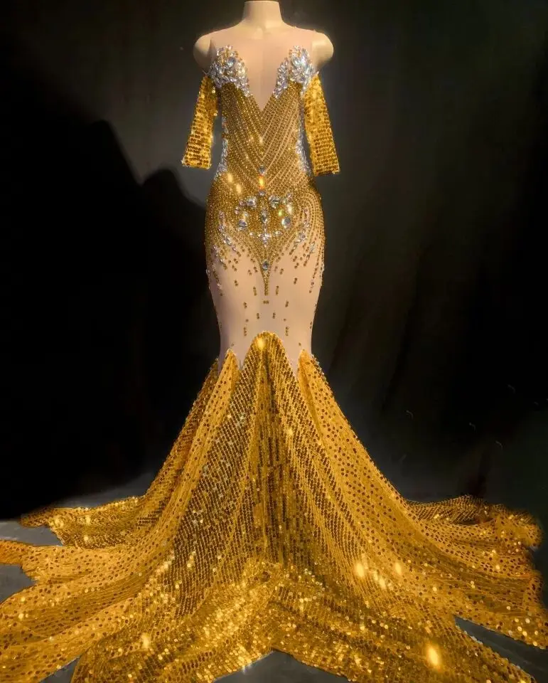 Hoge Elastische Mesh Vrouwen Jurk Kristallen Sexy Dames Volledige Rhinestones Lovertjes Kostuum Dj Ds Elegante Homecoming Avond Party Hoge Elastische Mesh Vrouwen Jurk Kristallen Sexy Dames Volledige Rhinestones Lovertjes Kostuum Dj Ds Elegante Homecoming Avond Party