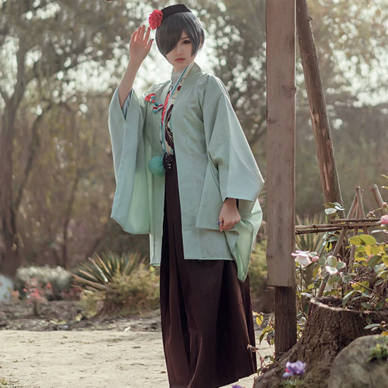 

New Anime Black Butler Cosplay Costume Ciel Phantomhive Cosplay Halloween Costumes Kimono Dress Set With Hat