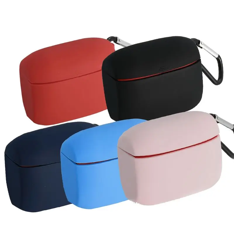 

Silicone Shockproof Anti-Scratch Protective Case Cover with Carabiner for Jabra Elite Active 65t Headphone Headset Accessories