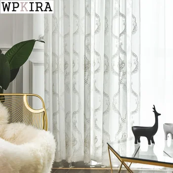 

White Delicate Sheer Curtain for Living Room Floral Pattern Curtain for Kitchen Window Screen Tulle Curtain Drape S524#40