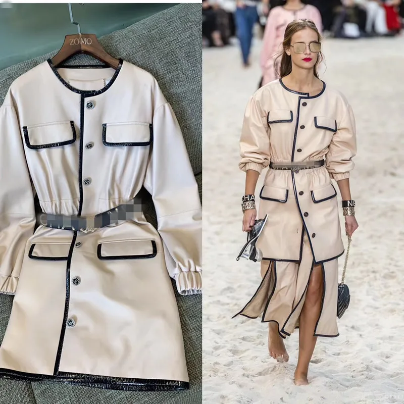 

Hot Sellers Woman Coats Long 100% Natural Sheepskin Leather 2019 Fashion Sheepskin Leather Windbreaker Female Jackets