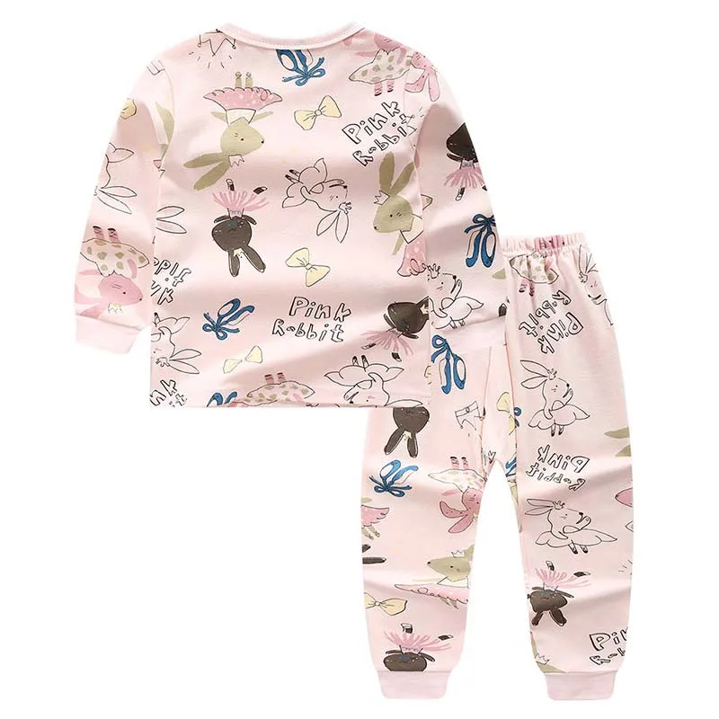 Новая весенне-Осенняя детская пижама для новорожденных мальчиков и девочек удобный хлопковый топ с длинными рукавами с милым рисунком+ брюки, Пижама - Цвет: Бежевый