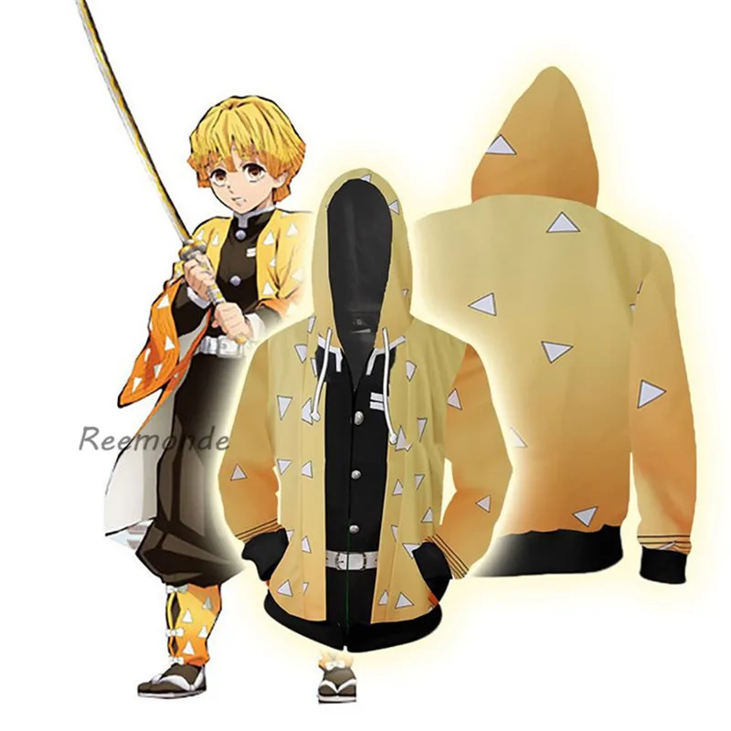 Newest Anime Demon Slayer Hoodie Costume Kamado Tanjirou Kamado Nezuko Kochou Shinobu Cos Hoodies Black Kawaii Tops Unisex