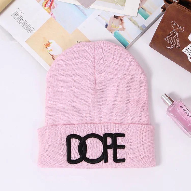 

Stereo Embroidered Acrylic Knitted Hat Women's Autumn Solid Color Beanie Hat Light Board New Style Wool Cap