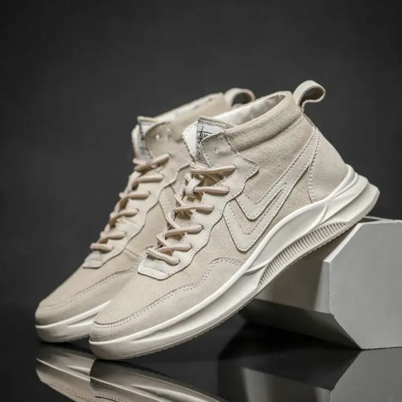 

spring breathable lightweight High top Canvas shoes Black white canvas shoes Men casual all black sneaker shoes A56-83