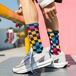 Men Cotton Funny Socks Tie-Dye Maple Leaf Colorful Vortex Cool Harajuku Hip Hop Skateboard Happy Weed Tube Women Socks Gift