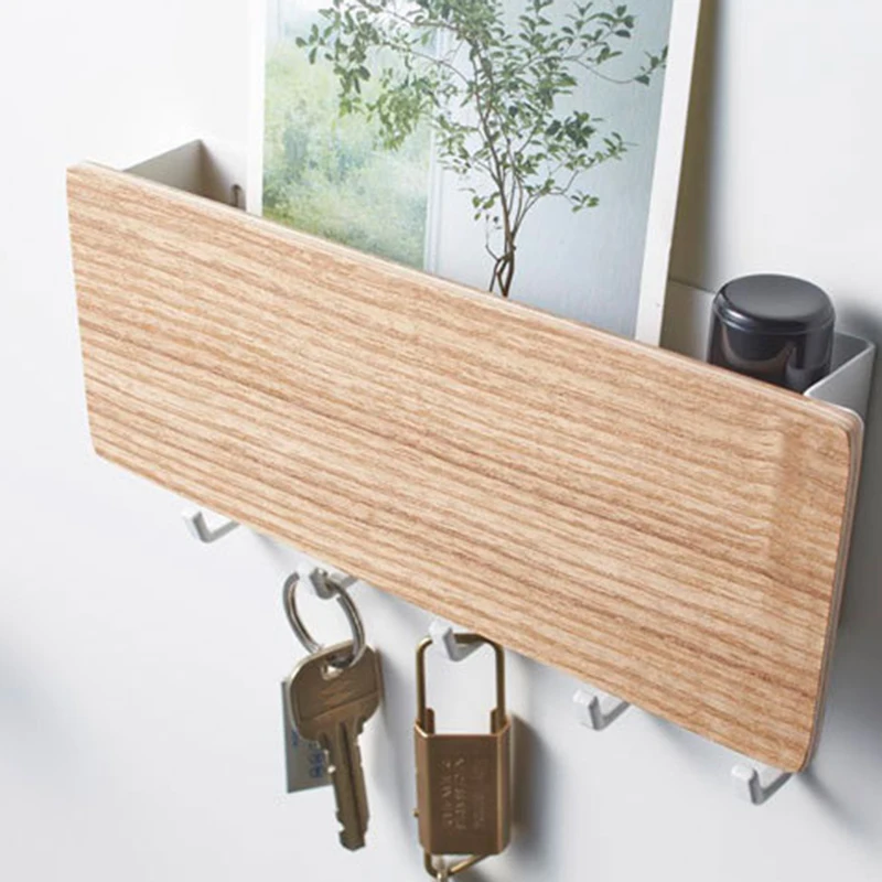 

Wall Mounted Wooden Key Letter Holder Storage Box Hanger Shelf Hook Home Room Living Room Decorations 18*9.5*3.5cm