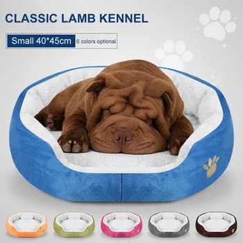 

Pet Cashmere Dog Soft Bed Warming Dog House Sofa Nest Dog Baskets Fall Winter Warm Kennel For Cat Puppy Supplies