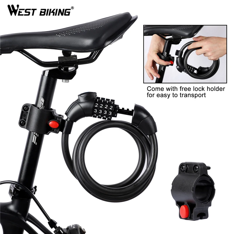 WEST BIKING Анти кражи велосипедный замок 1 5 м с паролем велосипед аксессуары цифр