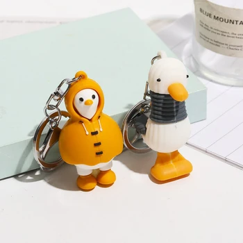 

Cute Raincoat duck Boy Girl Keychain Kawaii Women Car Key Chains Purse Pendant Bag Charm Key Rings Holders Lovers Gift wholesale