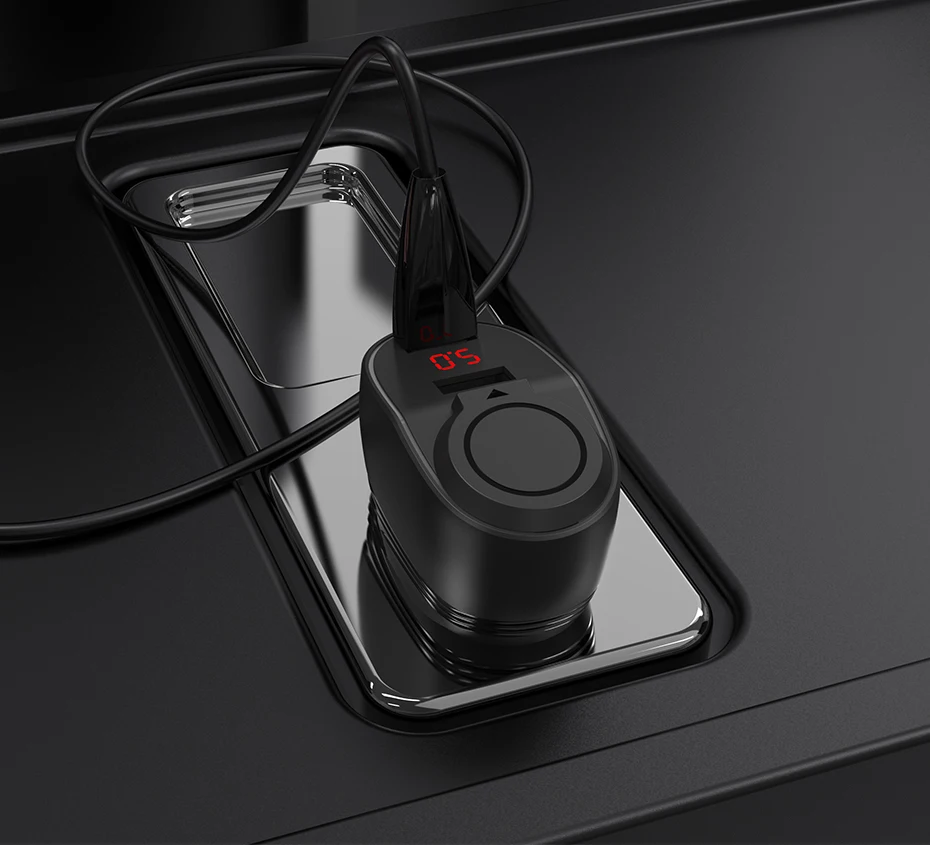 hoco автомобильное зарядное устройство с двумя USB 3.1A порт прикуривателя 96W сплиттер прикурка быстрая зарядка в машину адаптер питания LED дисплей 2 юсби портативный зарядник в авто юсб зарядка для авто в прикурку