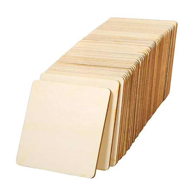 Unfinished MDF Wood Blocks for Crafts, 1 in Thick Wooden Square