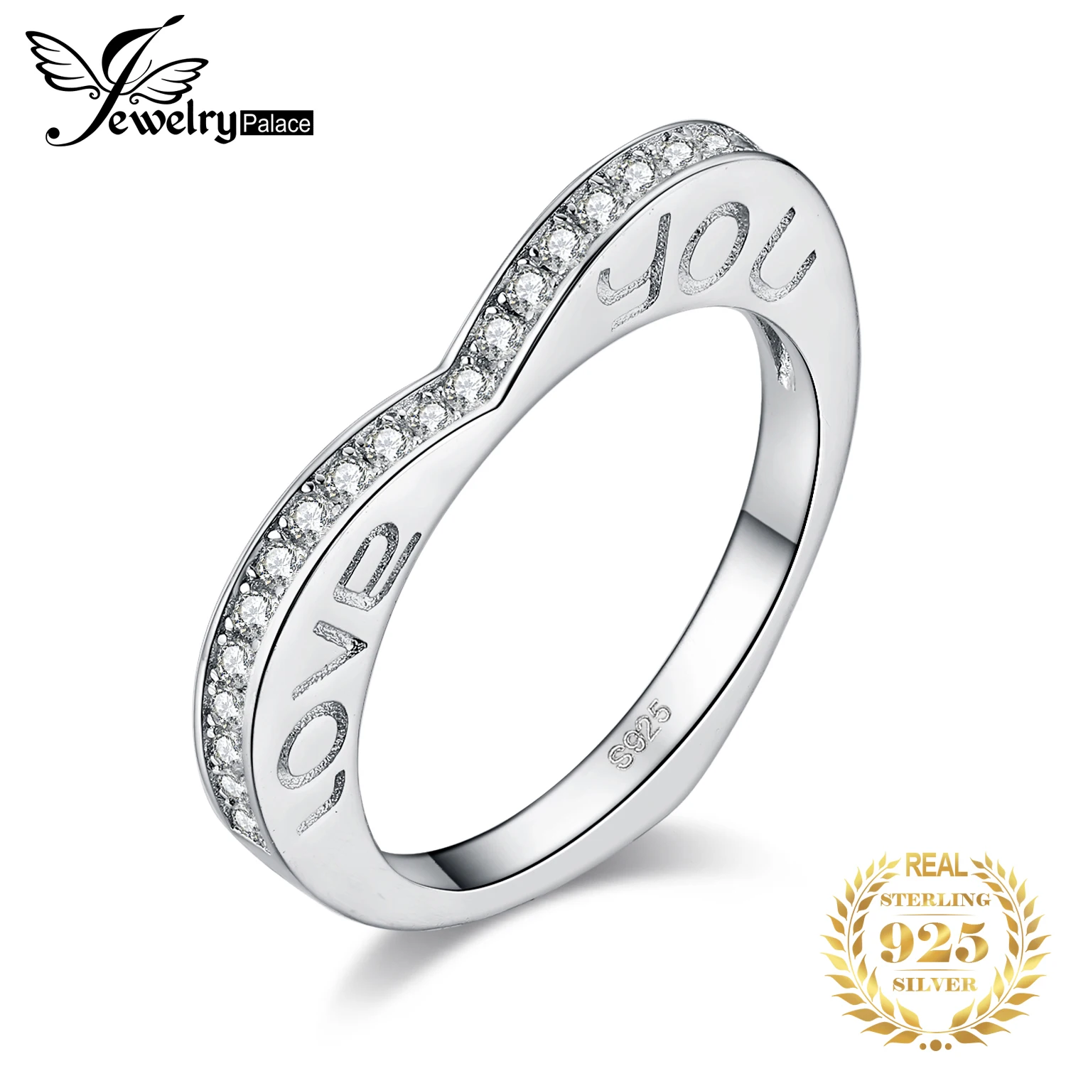 JewelryPalace люблю тебя набор канала круглый кубический цирконий обручальное кольцо с