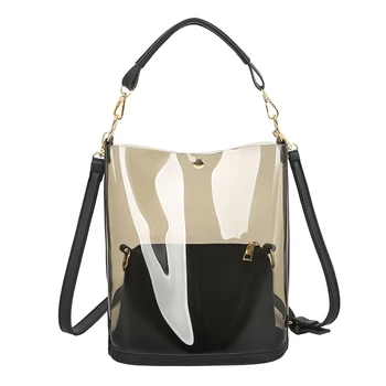

Clear PVC Bucket Crossbody Bags For Women 2020 Summer Fashion Lady Shoulder Handbags Female Beach Bags Totes Cross Body Bag