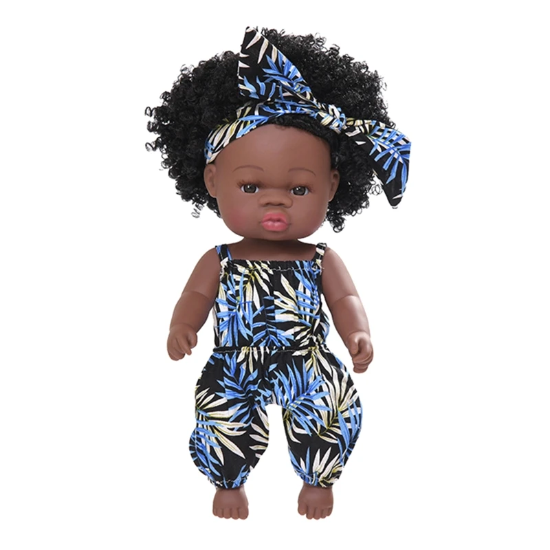 

35cm Realistic Doll Soft Body Vinyl Toddler Babies Lifelike African Girl Toys