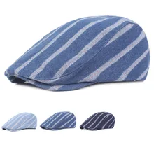 Fashion Striped Hats for Men Women Casual Cotton Beret Caps Gorras Planas England British Retro Boinas Flat Caps Berets
