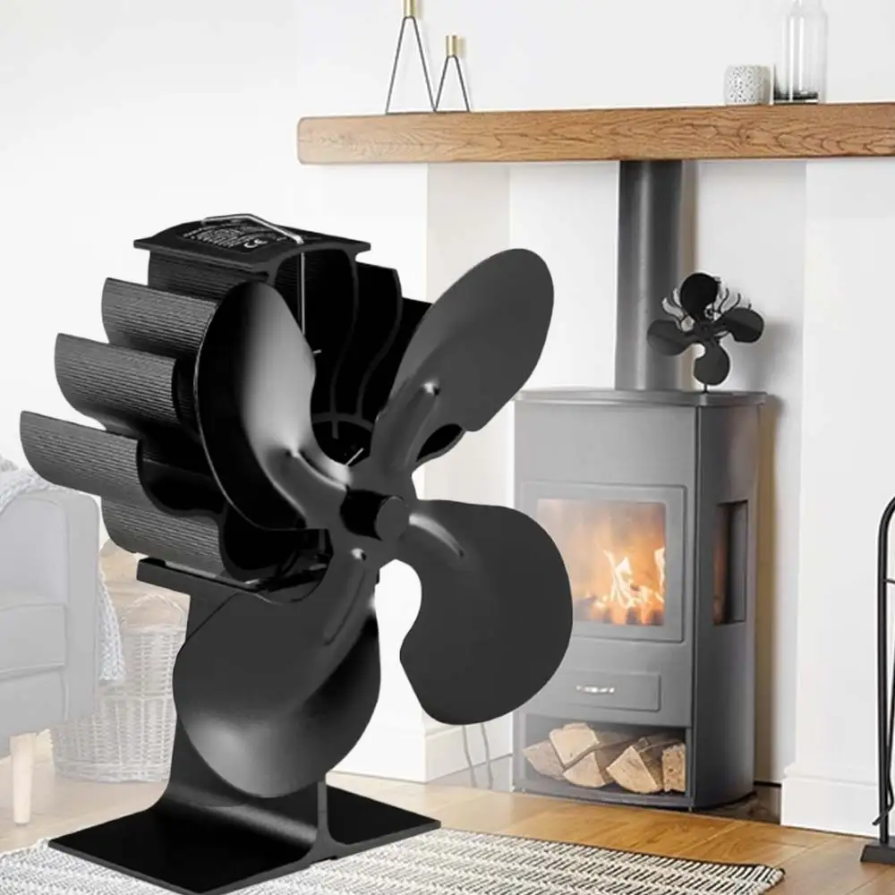 

Heat Powered Fan Stove Fan Fireplace Fan Ultra-Quiet Mini Winter Wood Log Burner Indoor Household Warmer 4 Blades/8 Blades Air