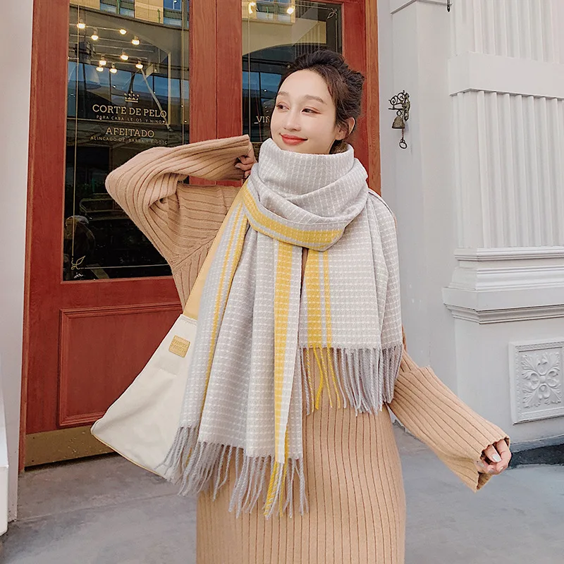 

Fashion Winter Cashmere Scarf For Women Warm Thick Kerchief Pashmina Scarfs Solid Color Shawls and Wraps Scarves For Ladies 2019