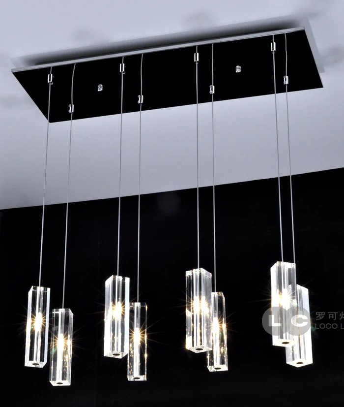 

Modern Minimalist Rectang Crystal Pendant Light For Bar Dining Room 5 Head /8 Crystal Hanging Lighting Lamp Ing deco maison