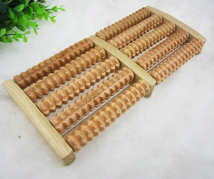 Wooden Dual Foot Acupuncture Massager Roller Ball Relieve Plantar Fasciitis Stress Heel Arch Pain Shiatsu Acupressure Relaxation