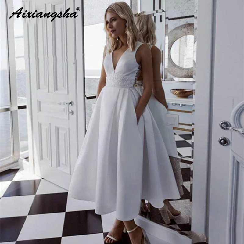 plus size ankle length wedding dresses