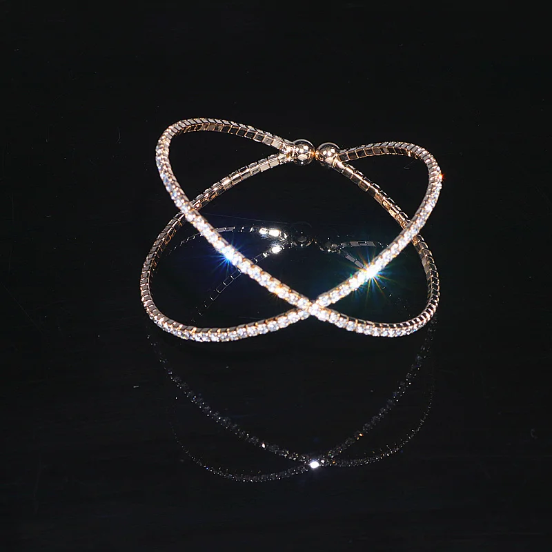Элегантный Модный свадебный ювелирный очаровательный браслет, открывающийся Регулируемый женский геометрический Круглый браслет с кристаллами и браслетами