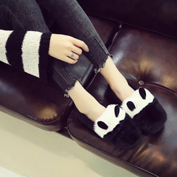 

Cotton shoes women's autumn and winter new style student outer wear warm and velvet Korean style plush shoes peas shoes