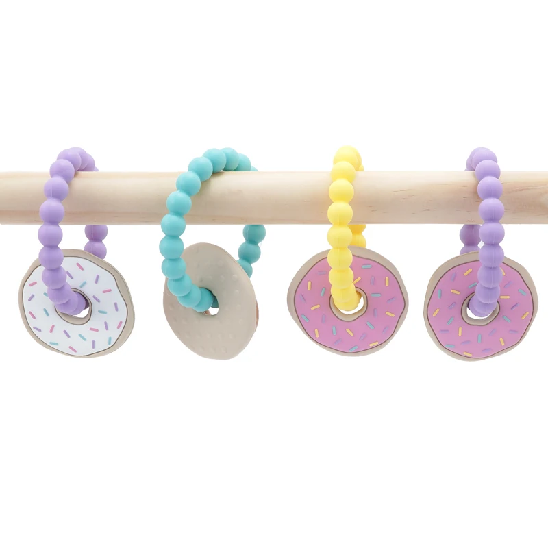 BPA Free Silicone Teethers Carton Donut Baby Teething Toy Food Grade