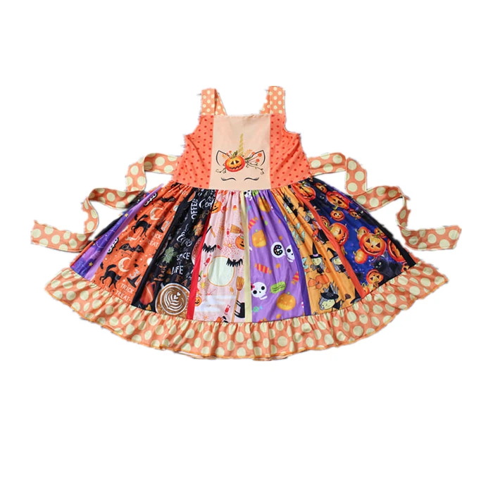 

2019 Halloween style twirl dress with one part wrong print