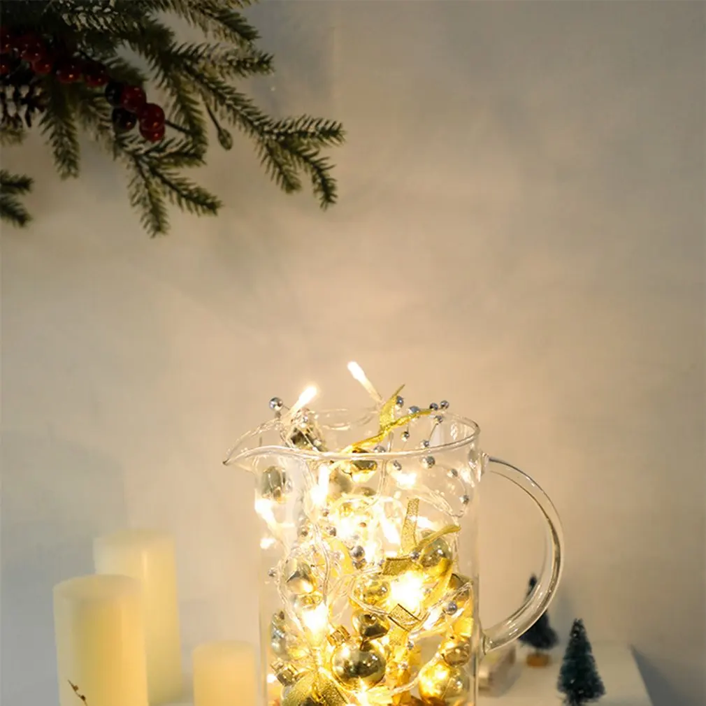 New Silver Copper Wire Gold Ball Bow Bell Light String Led String Christmas Garlands Fairy Light For New Year 's Decoration