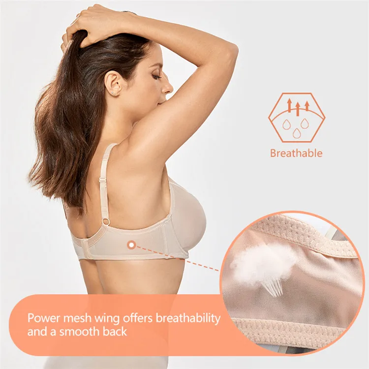 Women's Full Coverage V-neck Non Padded Underwire Minimizer Bra Plus Size