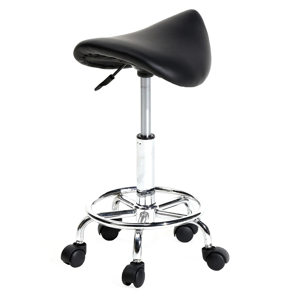 2Colors Adjustable Saddle Stool Ha Ha Feet Rotation Bar Stool Leather