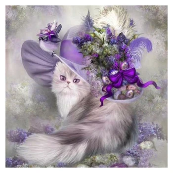 

Full 5D Diy Daimond Painting 3D Diamond Painting Full Round Rhinestones Diamant Painting Embroidery "Cat Wearing A Hat "