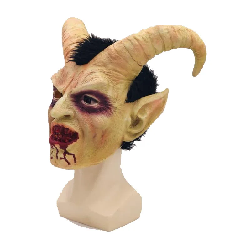 Scary mask demon devil Lucifer Horn latex Masks Halloween movie cosplay decoration Festival Party Supply props Adults Horrible