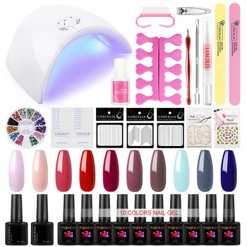 

COSCELIA Nail Set Lamp Dryer 8ml Soak Off Gel Varnish For Nails Semi Permanent 8ml Gel Top And Base All For Manicure