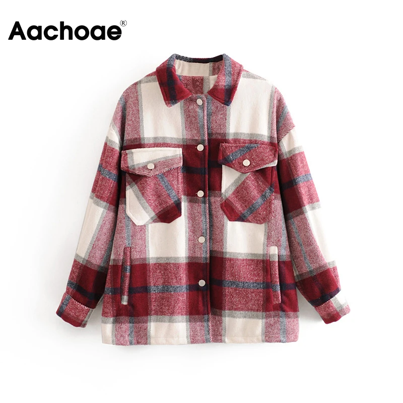 astounding  Plaid Women Fashion Jacket Spring Turn Down Collar Casual Coat Outwear Female Batwing Long Sleeve P
