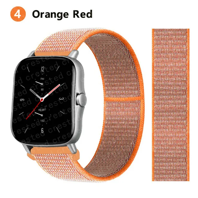 20/22mm Nylon band For Amazfit GTS/2/2e/GTS2 Mini/GTR 3 Pro 42mm/47mm/GTR2/2e/stratos 2/3 Sport Loop Bracelet Amazfit bip strap spicy orange 4
