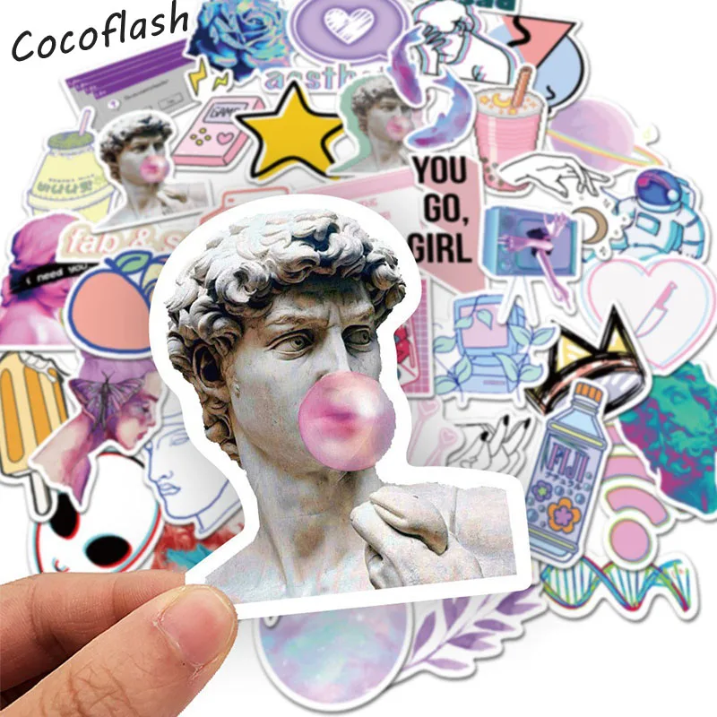 10/50pcs Vaporwave Art Style Sticker For Laptop Computer Skateboard Luggage Refrigerator Notebook Helmet Toy Cartoon Stickers