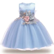 Бальное платье принцессы; кружевное платье с цветочным узором для девочек; платья для свадебной вечеринки; пышные платья без рукавов для маленьких девочек; платья для первого причастия