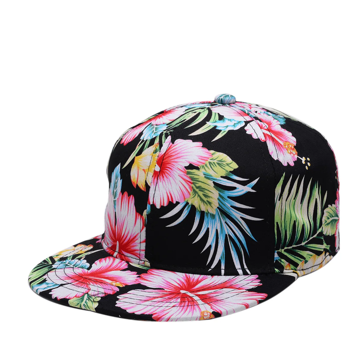 Fashion Floral Hip-Hop Hat for Women Men Flat Brim Street Gorras Girls Outdoor Sun Visor Boy Leaf Printed Snapback Baseball Cap Women's Baseball Caps