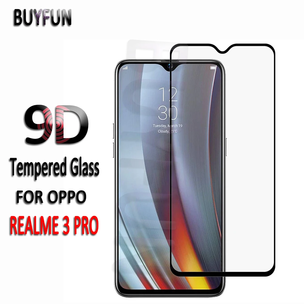 Закаленное стекло с полным покрытием 9D для oppo realme 3 pro Защита экрана 3pro полное