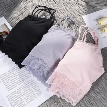 

Ice silk seamless breast wrap women breathable seamless bottoming beautiful back tube top lace sling underwear sexi bralette